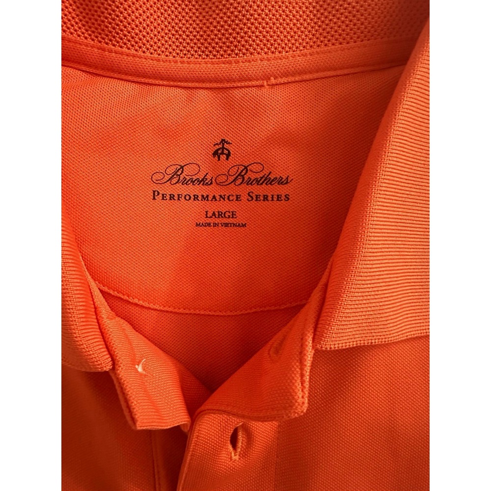 Brooks Brothers Performance Series Men's Salmon Solid Polo Shirt Logo L